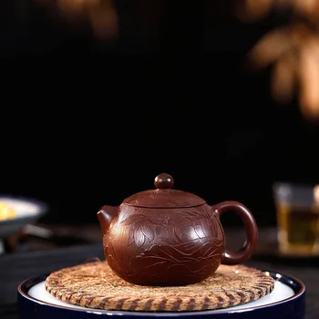 

Teapot Manual Raw Ore Purple And Clay Carving Goldfish Xi Shi Kettle Kungfu Online Teapot Tea Set Household Infusion Of Tea