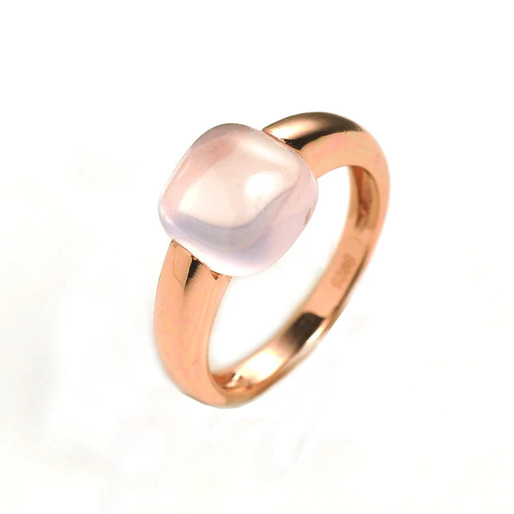 

Natural Big Square Rose Quartz Ring 925 Sterling Silver Jewelry Wedding Band Engagement Rings For Women