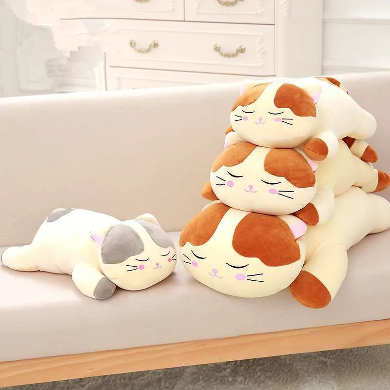 

2color Plush Animals Cat Stuffed Animal Cartoon Gray Soft Pillow Back Cushion Sleeping Doll Bedroom Decoration Plush Animals Toy