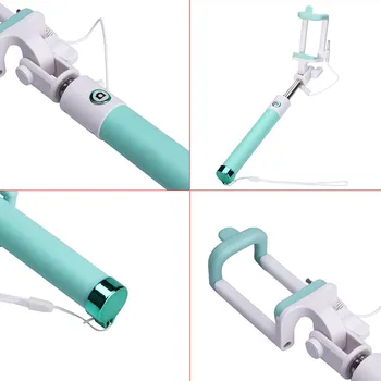 

4in1 KF16-Gen.2 Wired Handheld Selfie Stick Monopod + Fisheye Macro Wide Angle Phone Lens for Samsung Galaxy S6 S6 Edge Plus S5