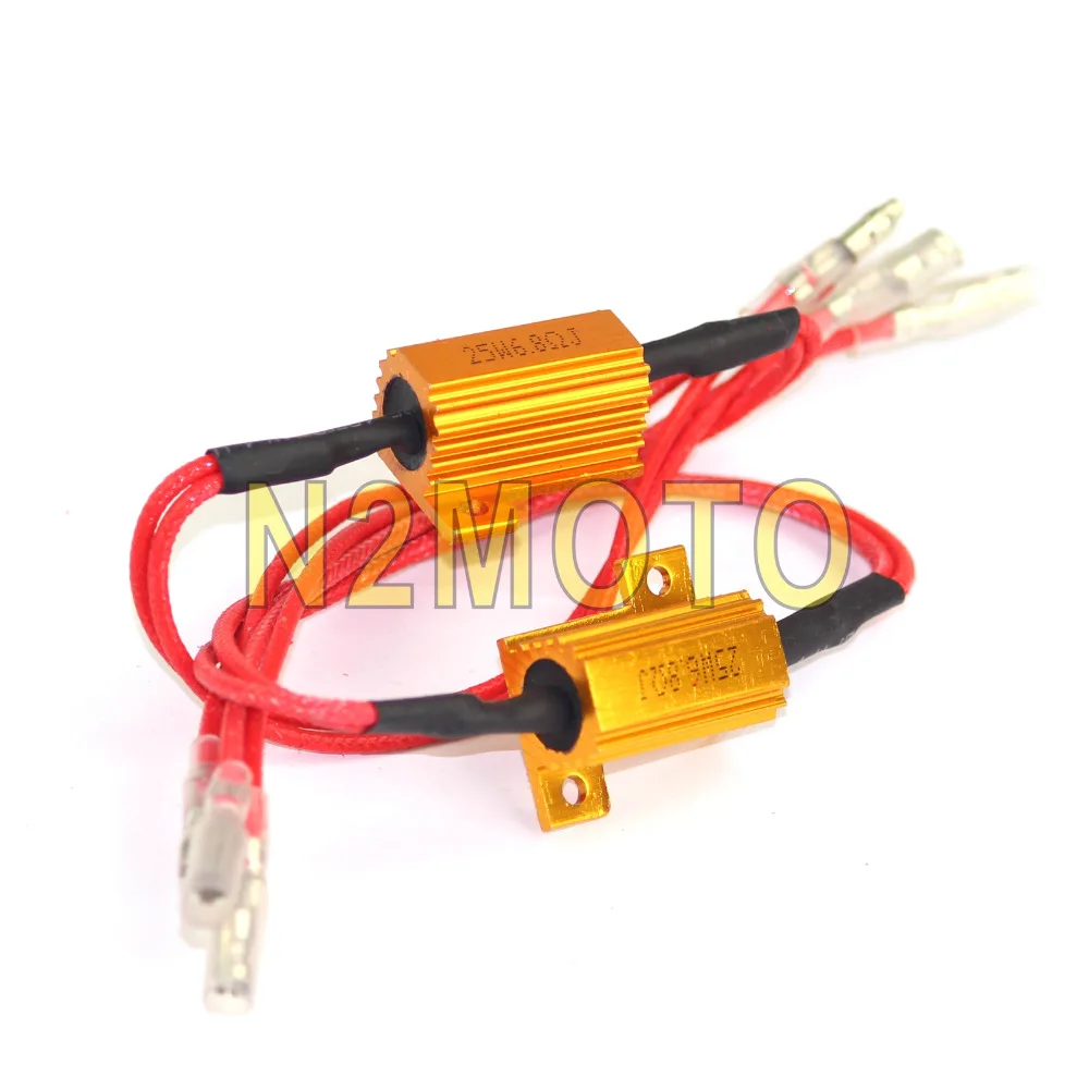 

Motorcycle Gold Turn Signal Light Resistor LED Indicator Load Resistors Flash Rate Controllers Universal 25 W 6.8 Ohms