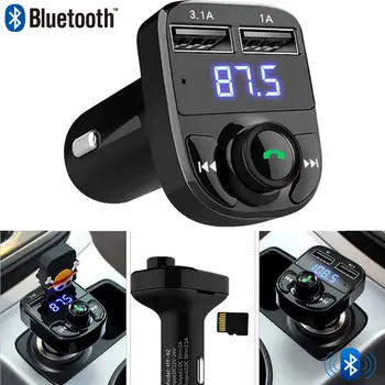 

1pcs FM Transmitter Bluetooth Car Kit Handfree Car MP3 Audio Player Voltage Detection Noise Cancellation Dual USB Car Charger