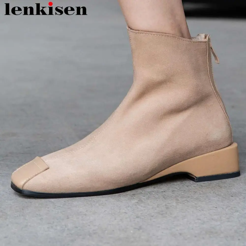 square toe low heel boots
