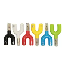 3.5mm Male To 2 Female U Shape Colorful Stereo Audio Headphone Earphone Splitter Adapte Sharing Music for Smartphone 2 in1
