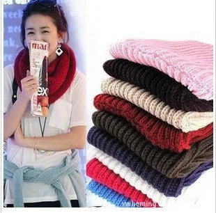 2016 New Fashion Korean autumn winter scarf women Warm Knit Neck Circle Wool Blend Cowl Snood Ring Scarves Long Scarf Shawl Wrap