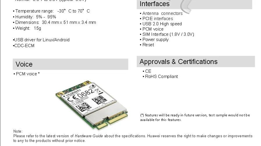 Huawei разблокированный ME909U-521 с usb-адаптером FDD LTE Mini pcie 4G WCDMA поддержка голосового сообщения gps GSM B1/B2/B3/B5/B7/B8/B20