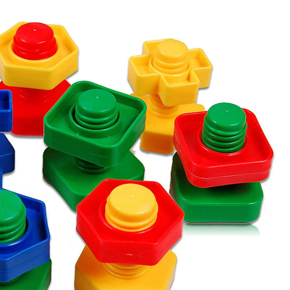 40 шт./компл. 3D Красочные гайки Болты строительные головоломки игры интеллектуальные детские игрушки