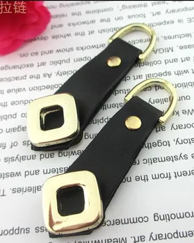 

10pcs leather Zipper Pull with gold decor for NO.5&8 zip* Zip Puller*Zip Fastener*zip slider*zipper replacement free shipping