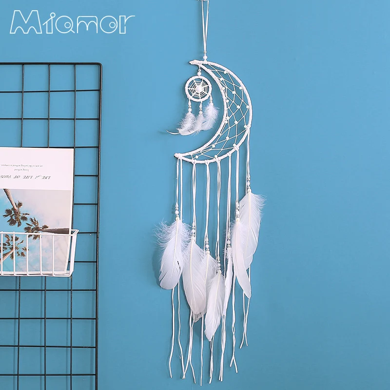 

MIAMOR New Moon White Double Dreamcatchers Bar & Cafe & Home Hanging Pendant Ornament Wedding Decoration Accessories AXR169
