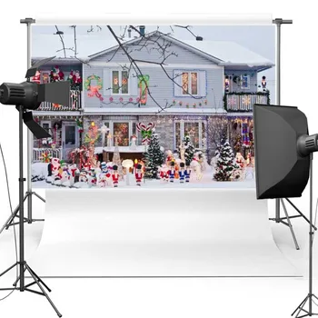 

MEHOFOTO Christmas Vinyl Photography Background For Family Snow House New Fabric Flannel Backdrop For photo studio ST447
