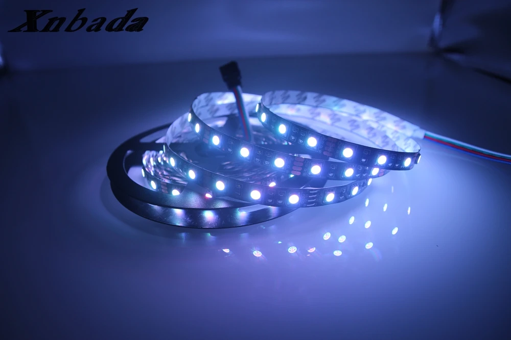 Xnbada 5050 Гибкие светодиодные полосы DC12V, w/ww/R/G/B/Y/RGB 60Led/M ЧЕРНЫЙ печатной платы светодиодные полосы свет IP30/IP65