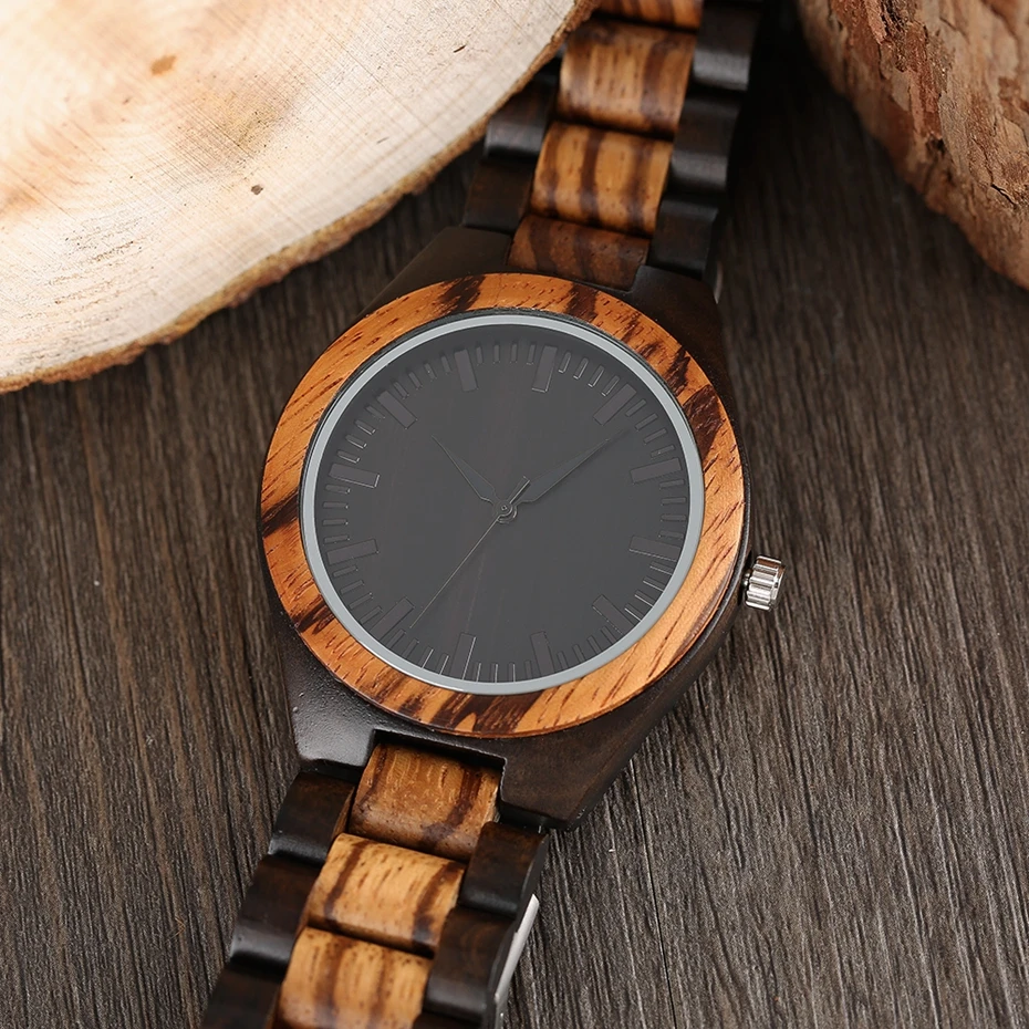 Mens Watches Creative Zebra Wood Watch Luxury Full Wooden Adjustable Strap Quartz Analog 2017 Clock Male hour Reloj de madera 2018 (11)