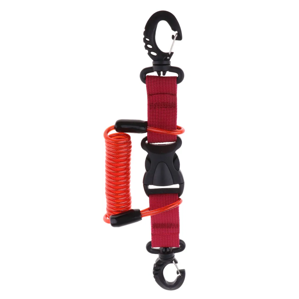 Stainless Steel Scuba Diving Lanyard  Spring Coiled Lanyard with Quick Release Buckle for Underwater Cameras Lights Torch 