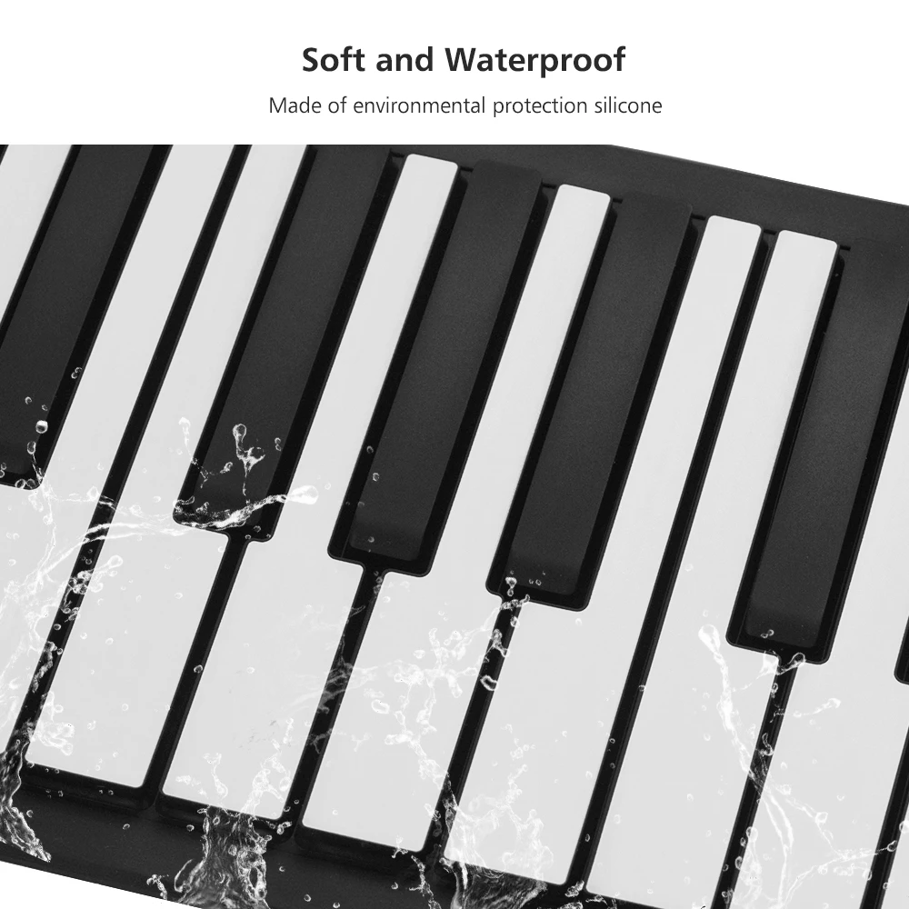 Многофункциональное 61 клавишное электрическое пианино, рулонное пианино, силиконовое пианино, клавиатура, встроенный динамик, перезаряжаемая батарея, функция BT