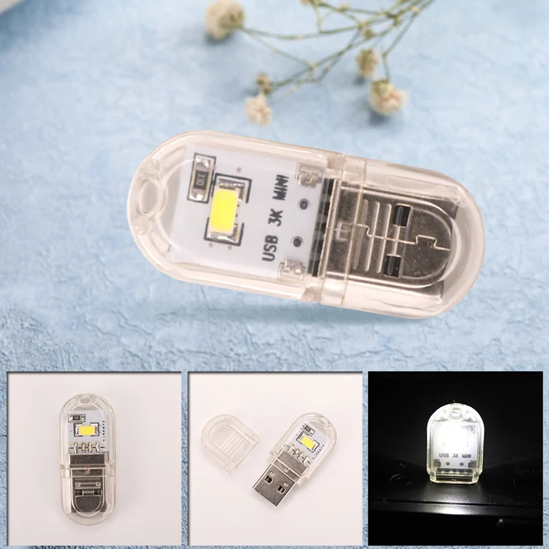 1Pcs Mini 2 LEDs USB 5V LED Night Light Desk Book Reading Lamp Camping Bulb Children's Gifts For Mobile Charger Laptops