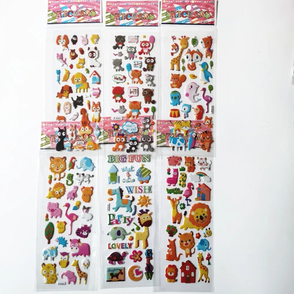 9 Sheets different Cute Pet DIY Stickers Cartoon Animal car Airplane Fish Dinosaur Sticker Emoji PVC Scrapbook Gifts For Kids