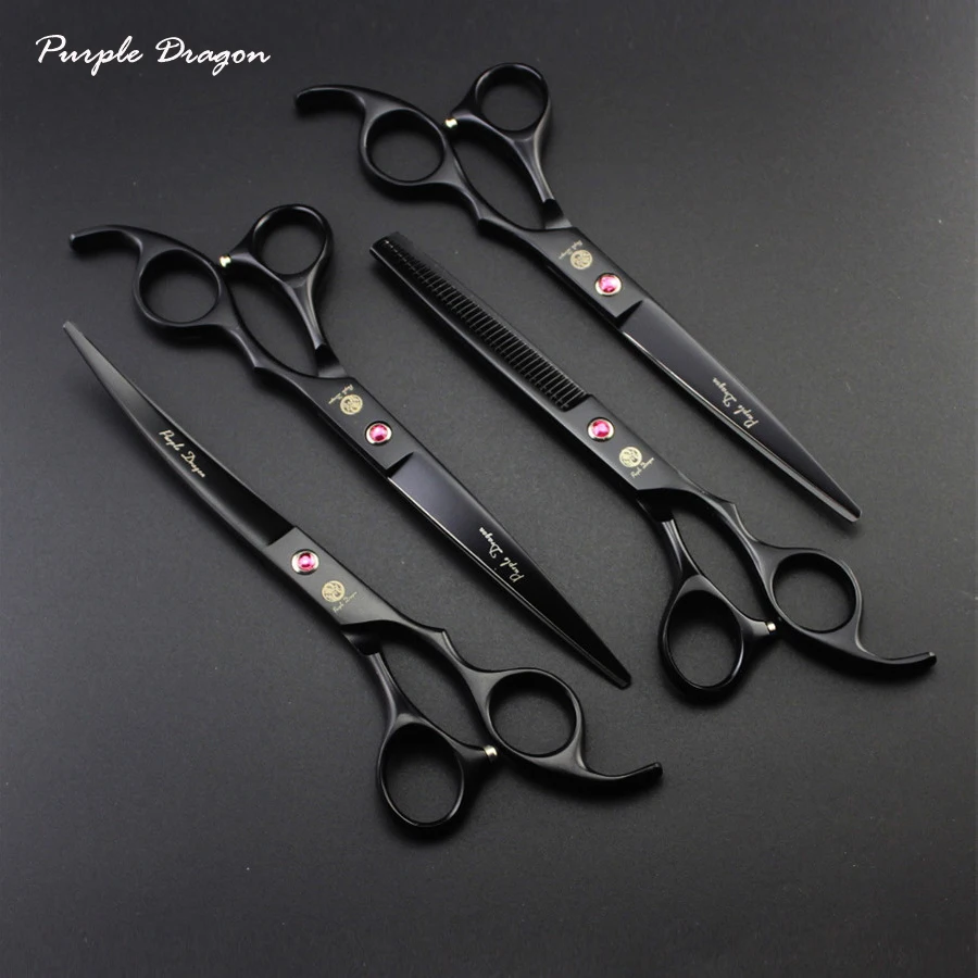 

Purple Dragon 7inch Professional Pet Dog Grooming Scissors Straight Thinning Curved Shears Pet Haircut Tools