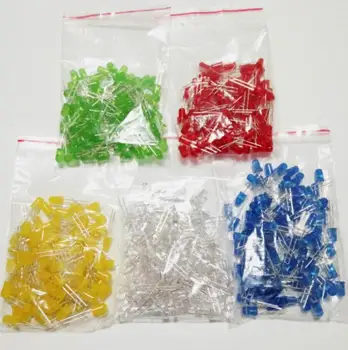 

500pcs/lot 5MM LED Diode Light Assorted Kit DIY LEDs Set White Yellow Red Green Blue