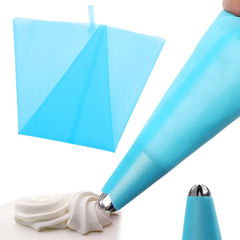 1PC Reusable Practical Flexible Light Blue Silicone Pastry Bag Reusable