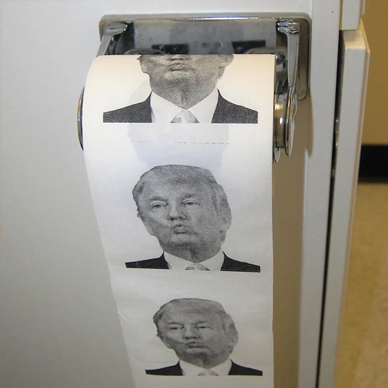 Дональда Трампа Юмор Туалет Бумага рулон Новинка смешной подарок кляп самосвал с Трамп туалетная бумага дома Ванна Декор 1 рулон 2-х слойный