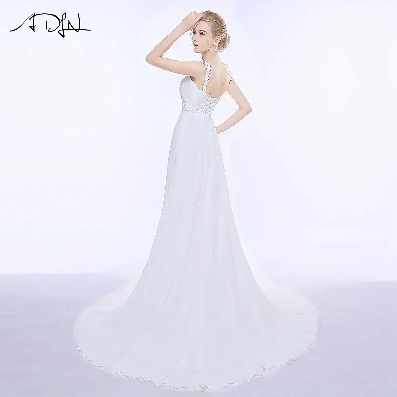 ADLN Real Wedding Dresses In Stock Plus Size Spaghetti Straps Chiffon Bridal Gowns Vestidos De Noiva with Lace Up Back 5