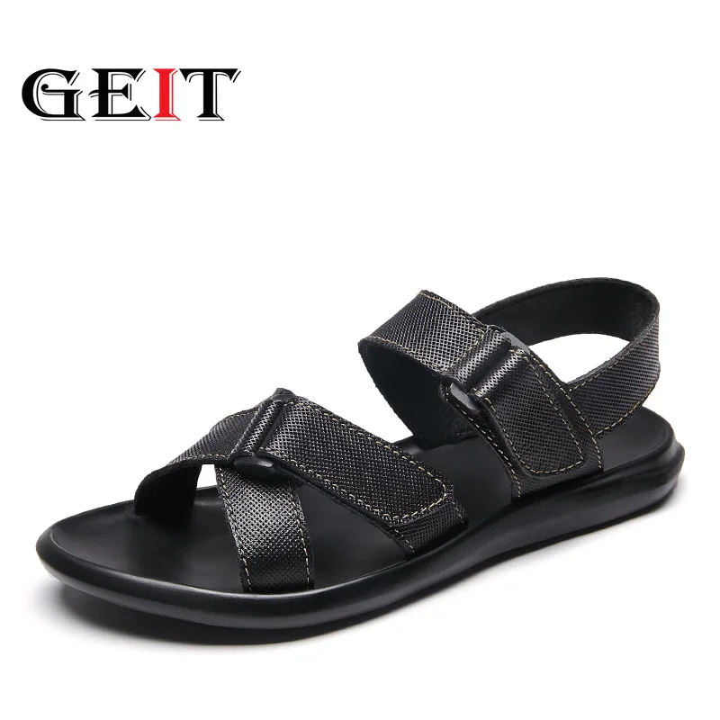 

GEIT New Arrival Gladiator Men Sandals Hook&Loop Men Summer Shoes Comfortable Cow Suede Light Soft Men Beach Slippers Size 38-45
