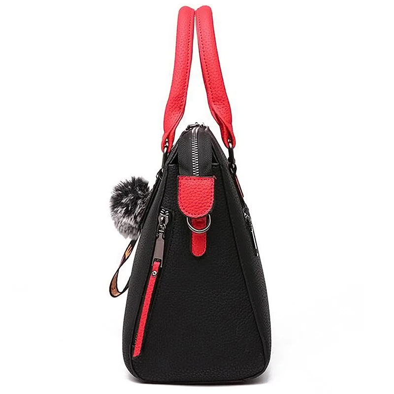  LANLOU PU Leather Women bags Messenger Bag Fur Ball Crossbody Flap Bags Female Shoulder Bag Solid C - 33024084724