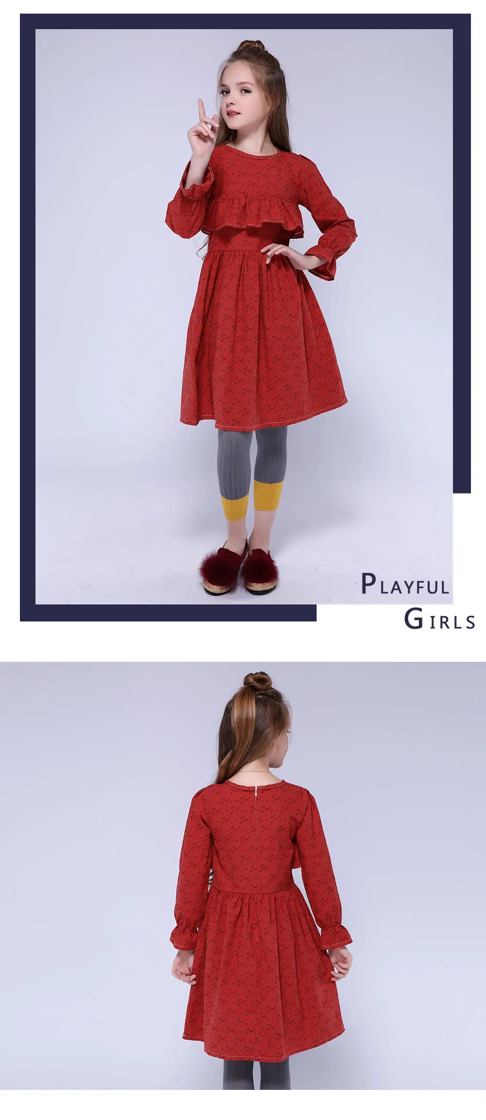 Kseniya Kids/Детские платья для девочек; хлопковые праздничные платья с рукавами-лепестками и цветочным узором для девочек в стиле Лолиты; весенне-осеннее платье для девочек
