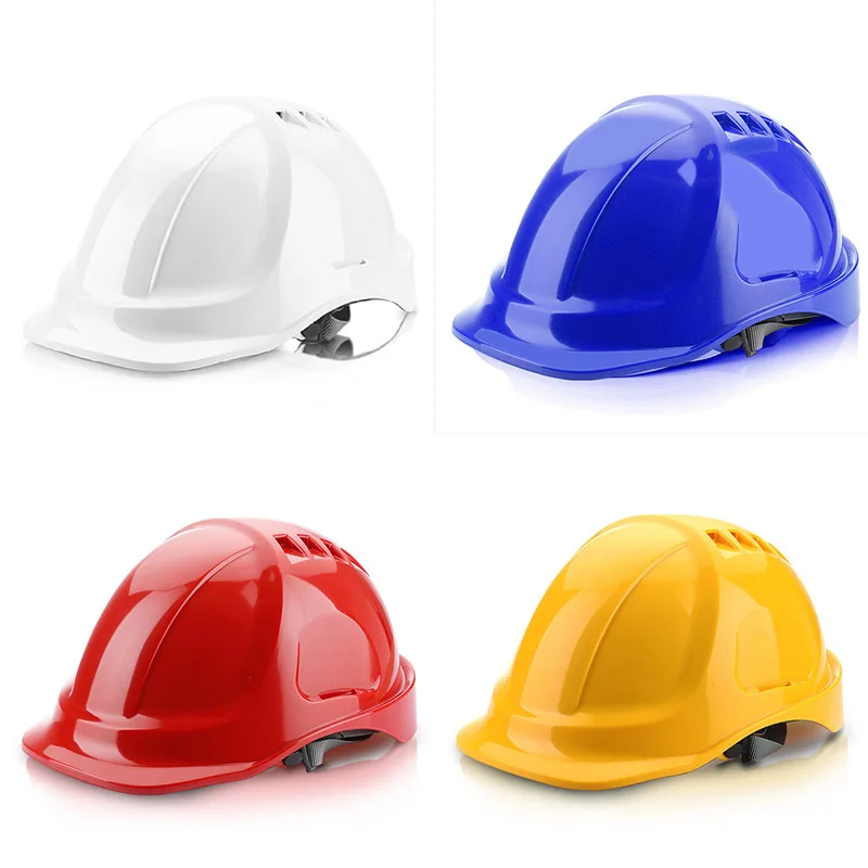 White Casco de seguridad Casco de construcción ajustable ABS Sitio transpirable Sombrero de seguridad Trabajo en el casco Desgaste protector Gorra de alta visibilidad, 