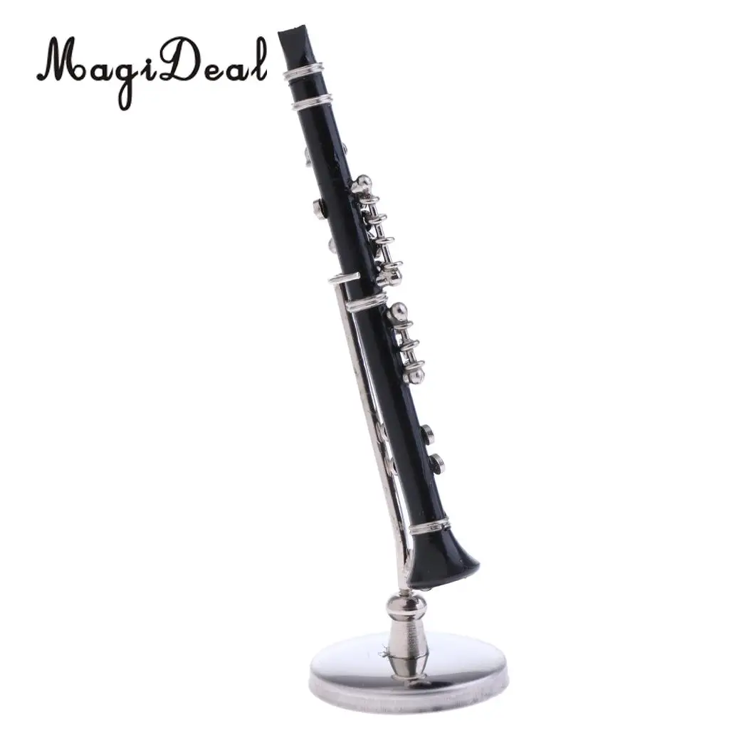 Miniature ABS Plastic Black Clarinet Musical Instrument with Box for 1/12 Dollhouse Music Room Table Decor Children Toy Gift