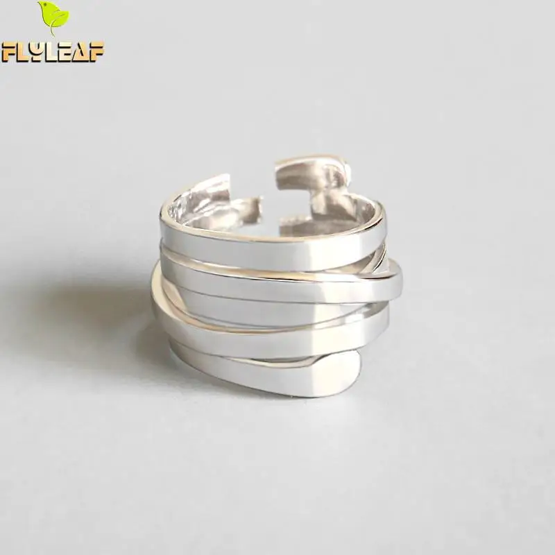 Flyleaf INS Style Simple Multi-layer Winding Open Rings For Women 2018 New Trend 100% 925 Sterling Silver Fashion Jewelry