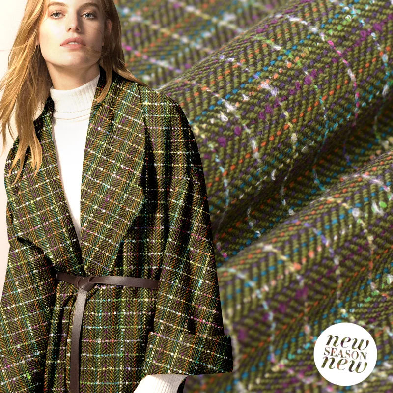 Special clearance! Scotland classic Plaid wool tweed fabric high end fashion wool coat clothing