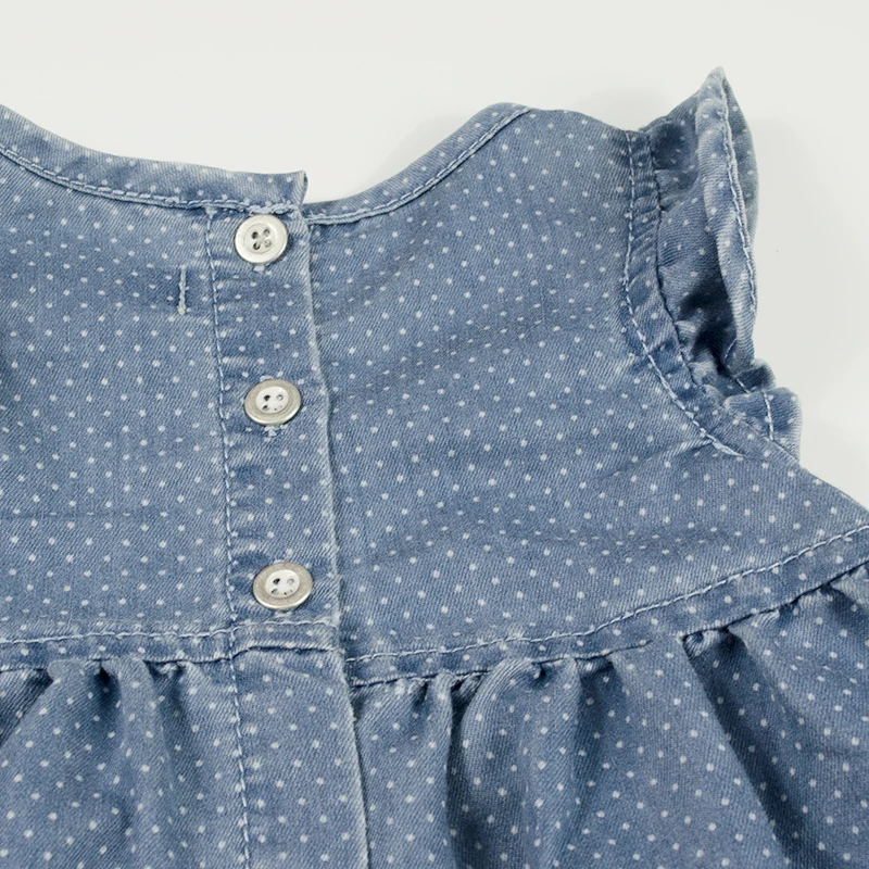 6 nfant Baby Girl Denim Tutu Dress Newborn Kid Robe Puff Sleeve Dot Dress Ruffled Jeans Sundress Toddler Vestido Children Clothes