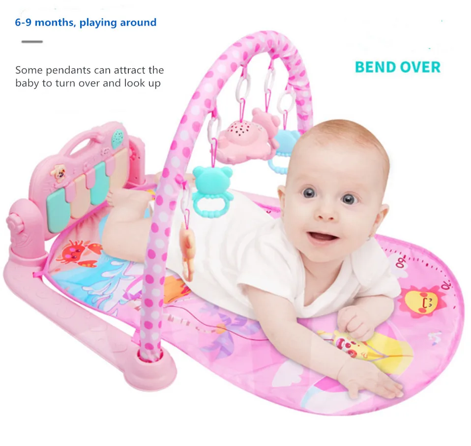 Baby Play Mat Gym Toys Gaming Carpet 0-36 Months Soft Lighting Rattles Children's Music Mat Blue Pink Baby Gifts Educational Toy