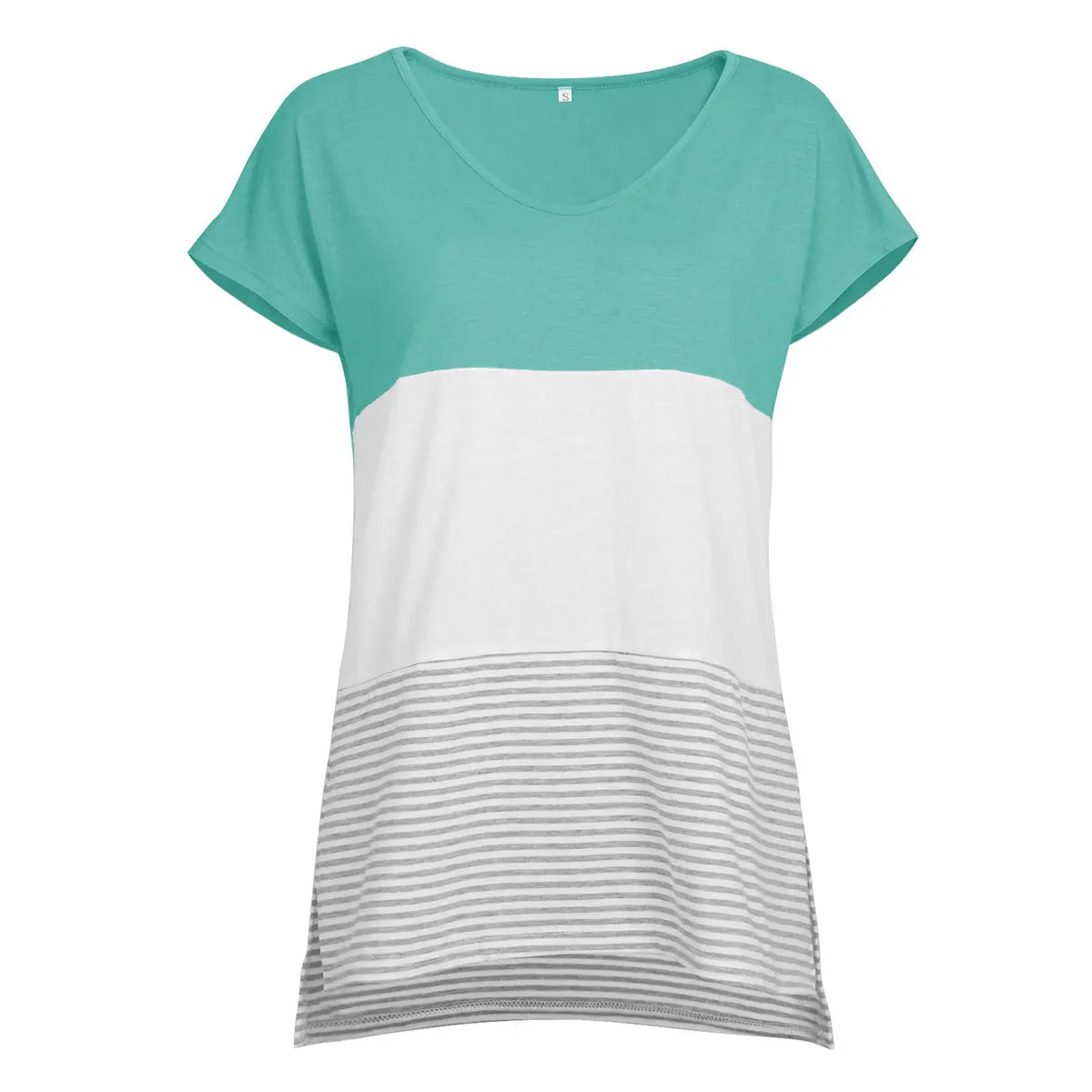 

Thin Section Striped Tee Spring Summer Women Casual T-shirt Three Color Spliced Short Sleeve Camiseta Feminina Energetic Tshirts