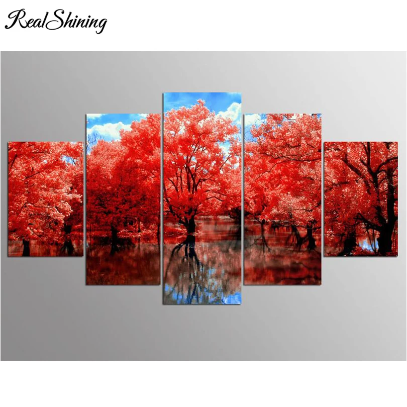 

REALSHINING Full,Diamond Embroidery,5D,diy,Diamond Painting,Cross-Stitch,kits,red tree,Diamond Mosaic,pattern,home decor FS1353
