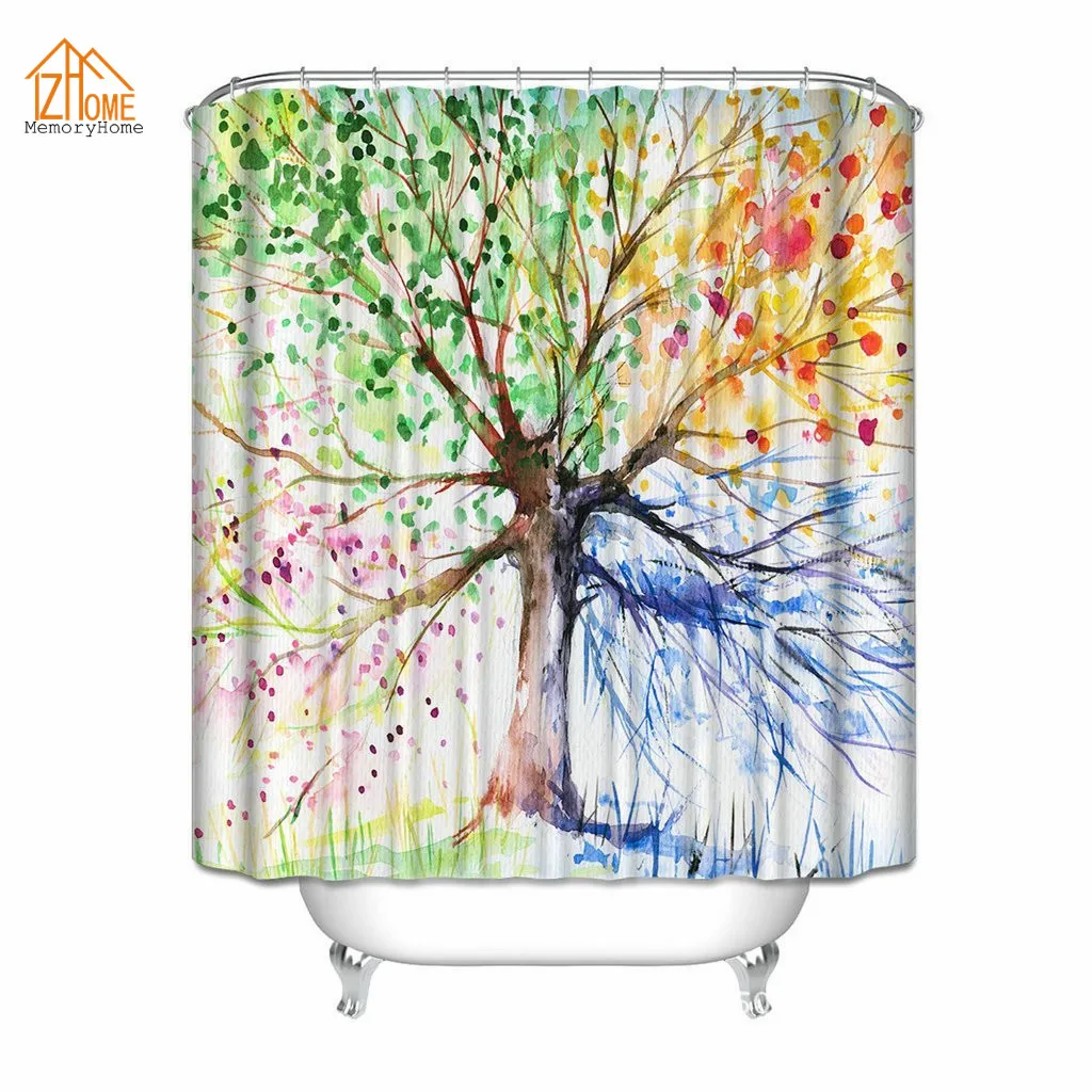 Online Get Cheap Seasonal Shower Curtains -Aliexpress.com Memory Home Four Seasons Spring Tree of Life Spring Summer Fall Winter Blue Pink Orange Green Shower Curtain Fabric Polyester - Online Get Cheap Seasonal Shower Curtains -Aliexpress.com