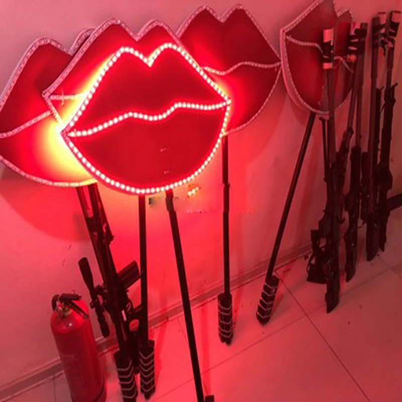

LED light lips lumious lip bar Valentine's Day props party red New Year event nightclub hand placard