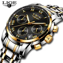 LIGE для мужчин s часы лучший бренд класса люкс Хронограф Бизнес Кварцевые часы для мужчин полный сталь водостойкие спортивные часы Relogio Masculino