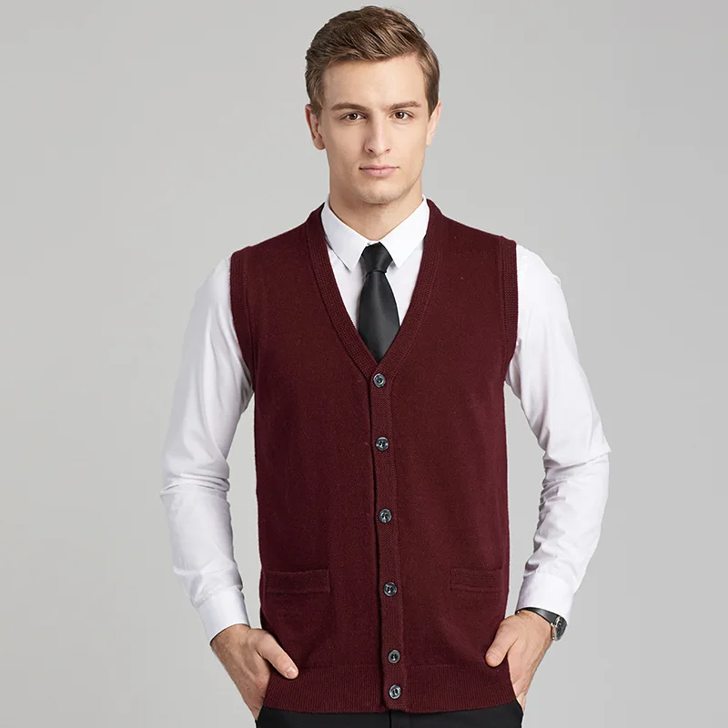 autumn men's vest sweater casual cardigan classic home daddy