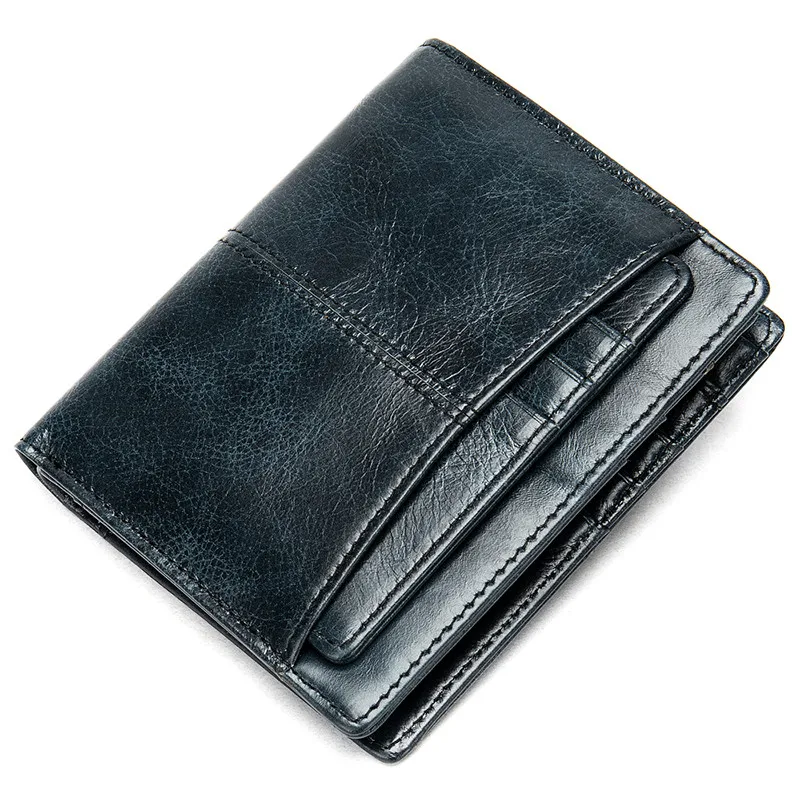 PNDME, Винтажный Мужской кошелек из натуральной кожи, роскошный, простой, мягкий, Воловья кожа, короткие, для кредитных карт, женский маленький кошелек, клатч, сумка для денег - Цвет: Blue