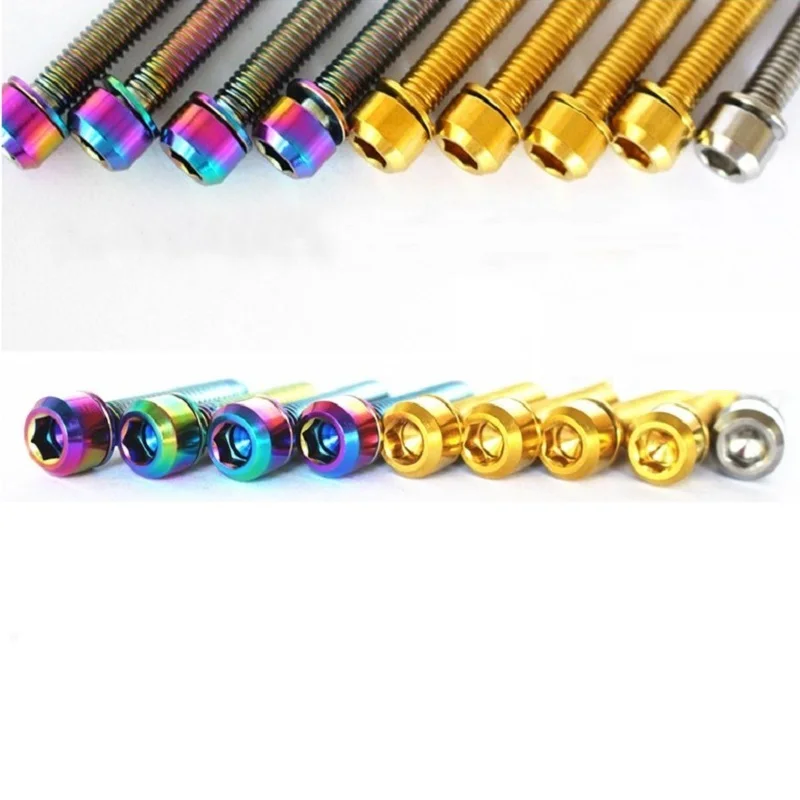 

M6x30mm Titanium Alloy Bicycle Headset Bolt Titanium Screw Lock for Mountain Bike Head Set Cover Fixed Gear Bolt with washer