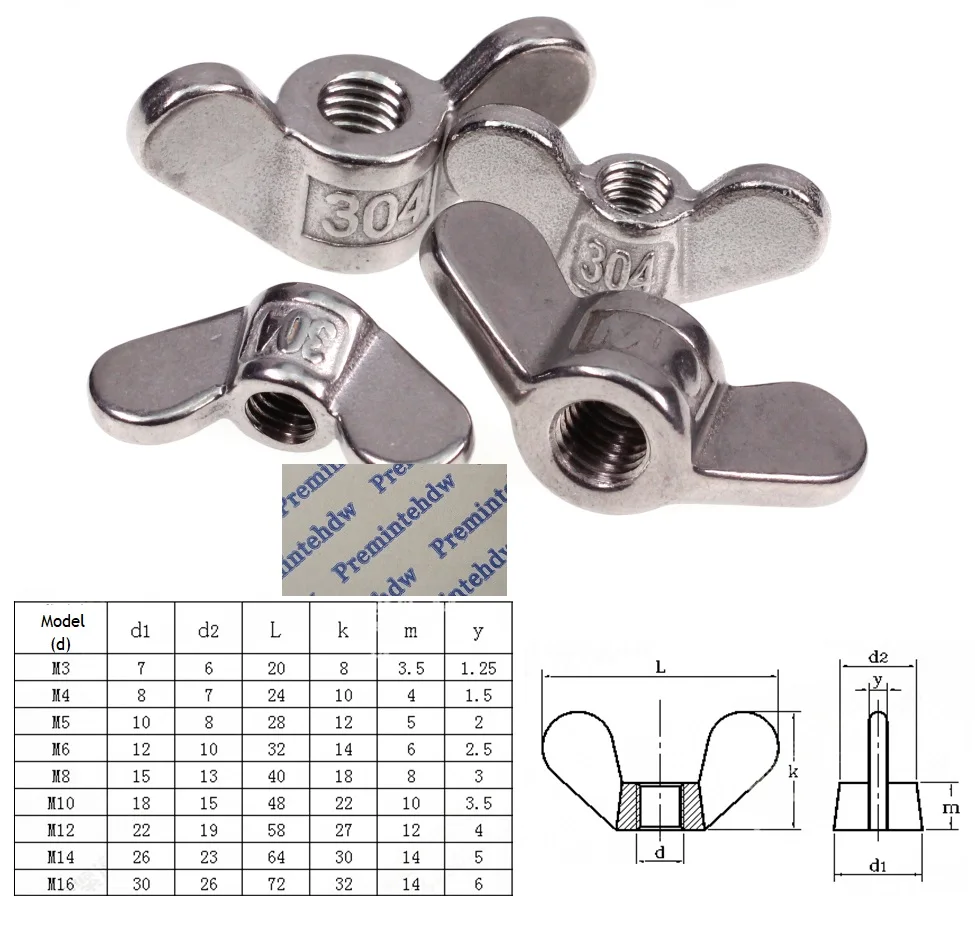

5Pcs/Lot M4 M5 M6 M8 M10 M12 M14 M16 M18 M20 M22 M24 304 Stainless Steel Wingnut Butterfly Wing Nuts Nut Thumb Turn