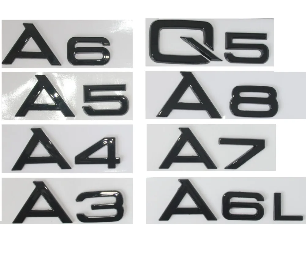 Gloss Black Rear Trunk Letters Number Emblems Emblem Badge Sticker for Audi A8