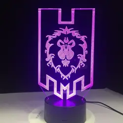 Светодио дный LED World of Warcraft 3D лампа Альянс кольца с этническими мотивами над часы дистанционное управление ночник USB Настольная детский