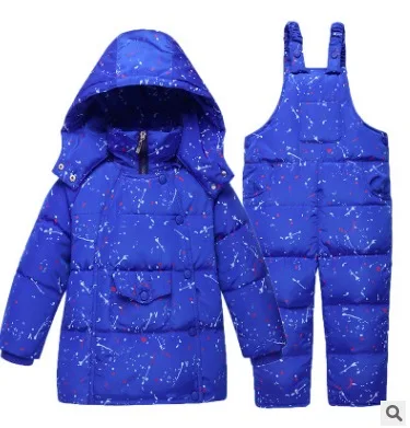 

2016 autumn winter new children's suits for babyboys babygirls keep warm windproof cotton two-piece Duck down overcoat