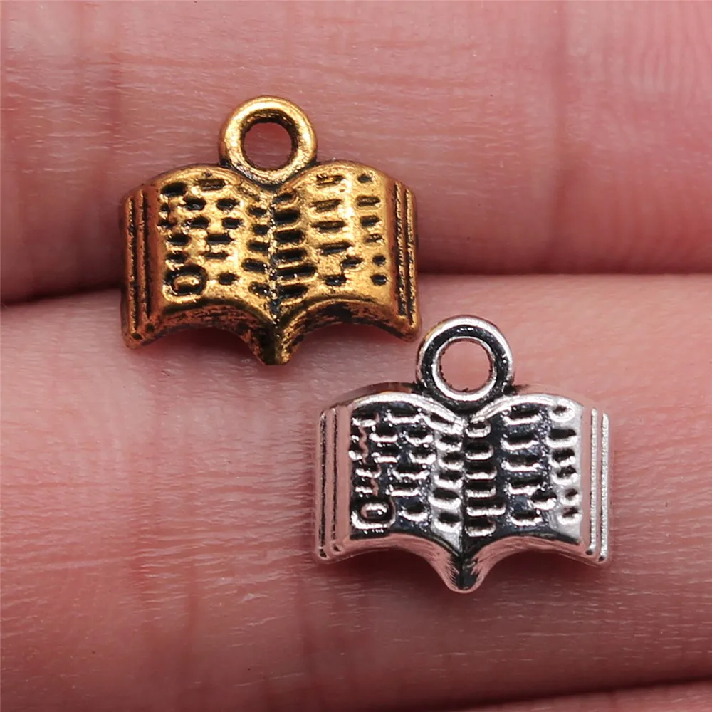 

WYSIWYG 20pcs Charms Book 11mm 2 Colors Antique Silver Antique Gold Pendant Book Charms Jewelry Findings