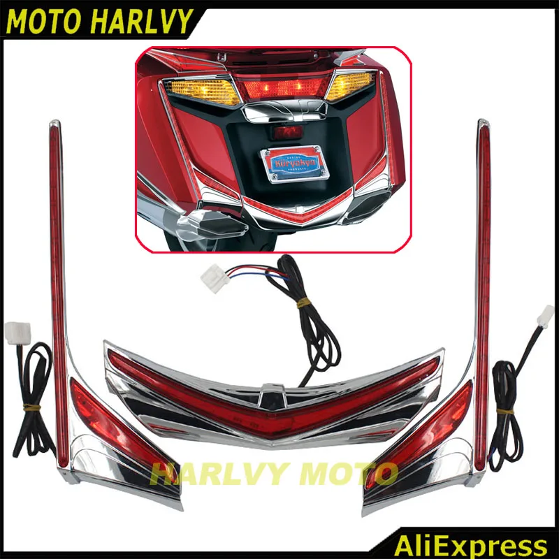 

LED Motorcycle Rear Light Vertical Strip Moto Fender Brake Tail Light Signal case for Honda GL1800 F6B 2012-2016 13 14 15