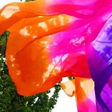 ДЕШЕВАЯ 300 см* 114 см Шелковая вуаль градиент танец живота ручной брошенный шарф шаль Индивидуальный размер цвет 400*114 см в продаже