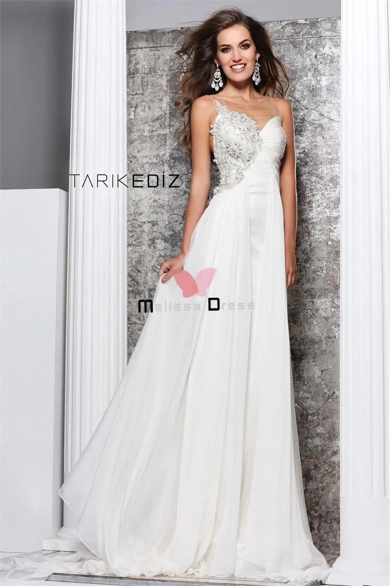Special Crew Neckline With Sweetheart NeckA-line Floor-Length White See Through Lace Applique Party For Dress Prom Gowns | Свадьбы и